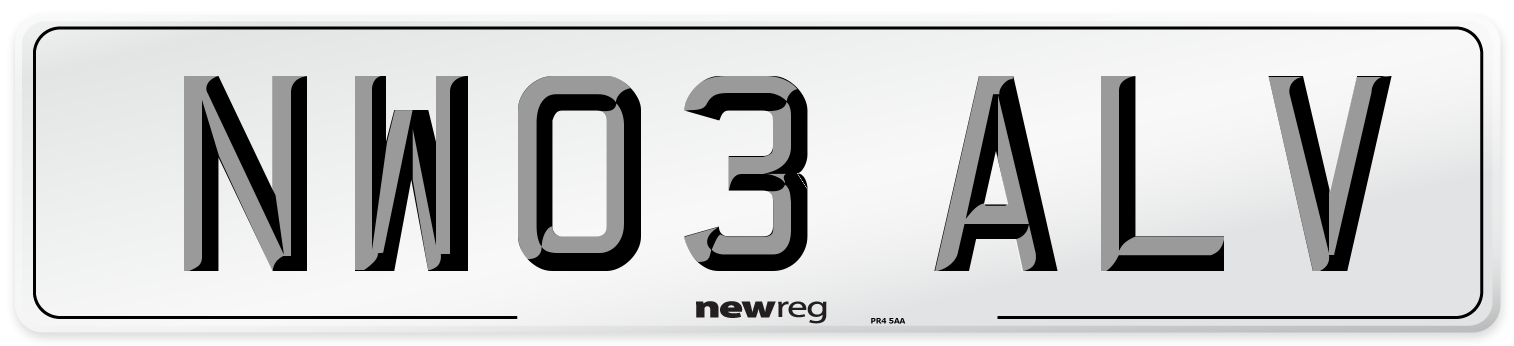 NW03 ALV Number Plate from New Reg
